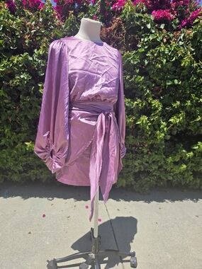 Petal & Pup Opal Mini Dress Women's US 0 Long Sleeve Satin Party